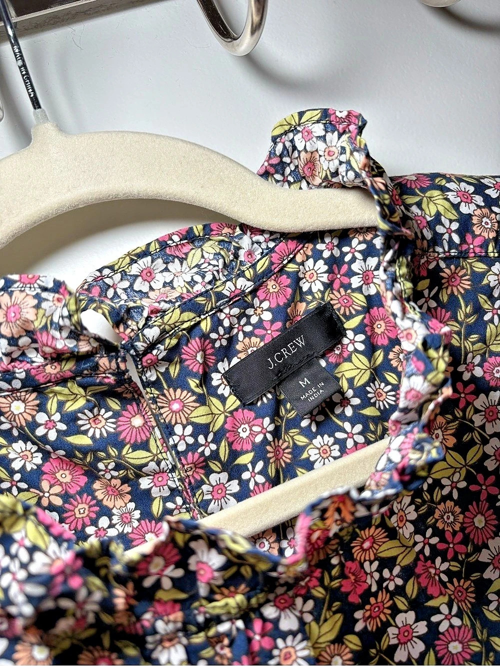 J.Crew Smocked puff-sleeve cotton poplin top in meadow floral - Picture 5 of 7